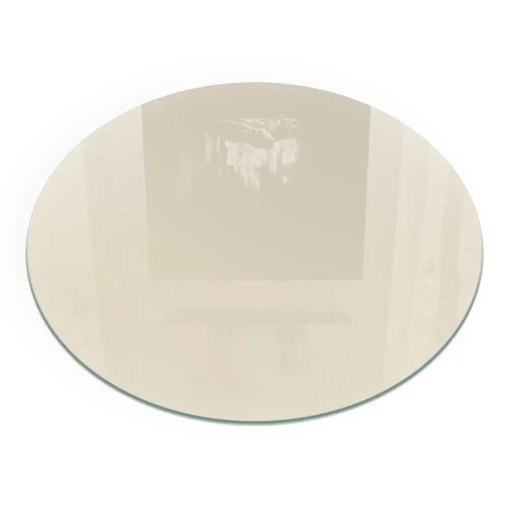 Plaque de sol ronde en verre pour cheminée couleur beige