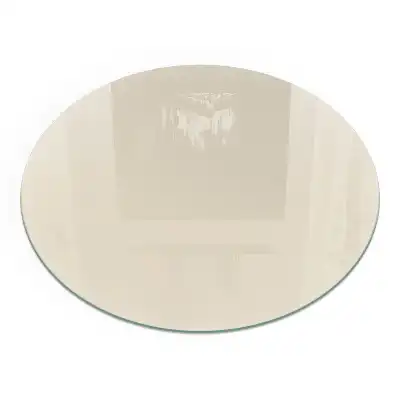Plaque de sol ronde en verre pour cheminée couleur beige