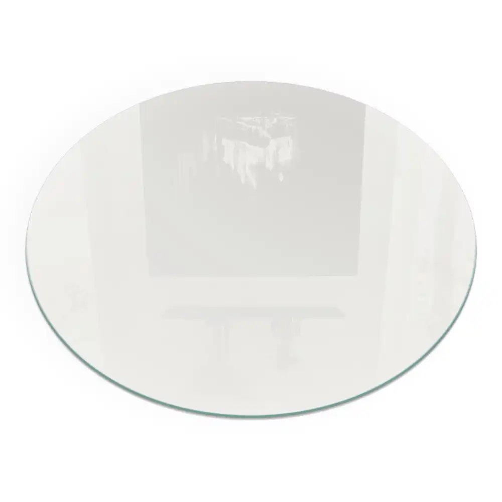 Plaque de protection ronde en verre trempé pour cheminée couleur ivoire