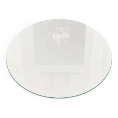 Plaque de protection ronde en verre trempé pour cheminée couleur ivoire