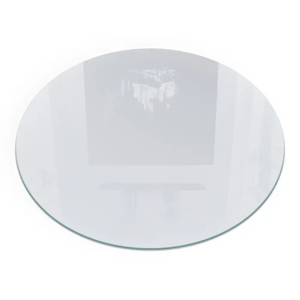 Plaque de sol ronde en verre blanc pour cheminée