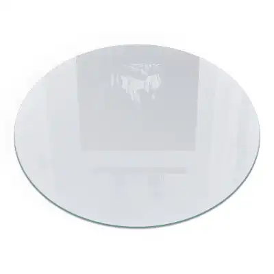 Plaque de sol ronde en verre blanc pour cheminée