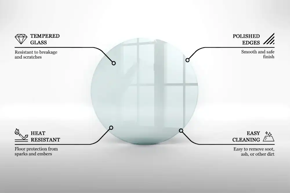 Plaque de sol pour poêle en verre transparent