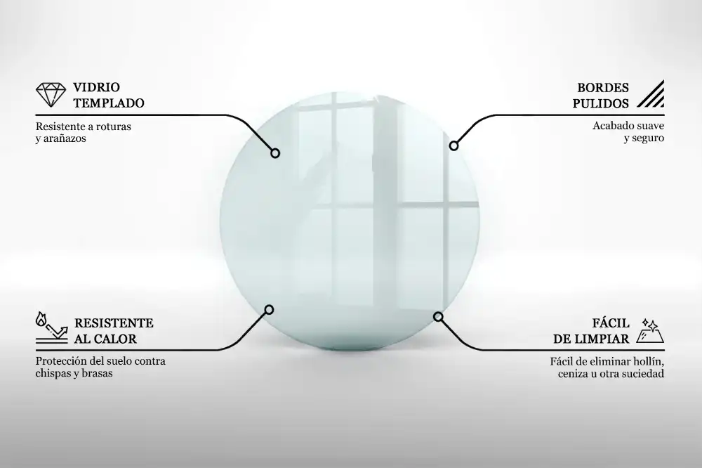 Plaque de sol pour poêle en verre transparent
