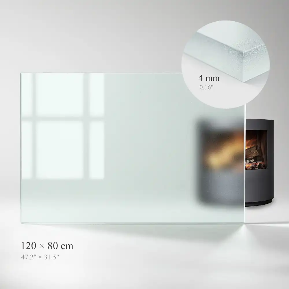 Plaque de sol rectangulaire semi-transparente pour cheminée