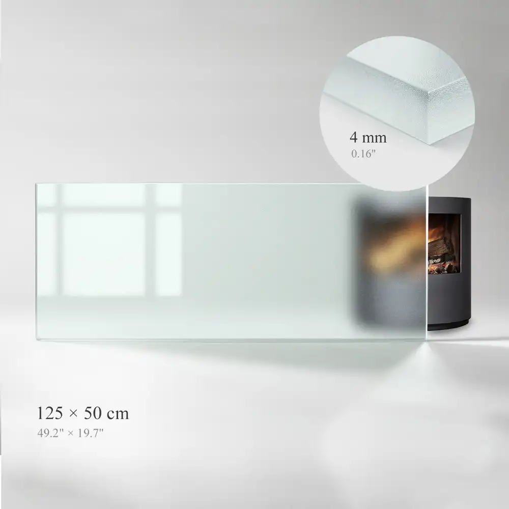 Plaque de sol rectangulaire semi-transparente pour cheminée