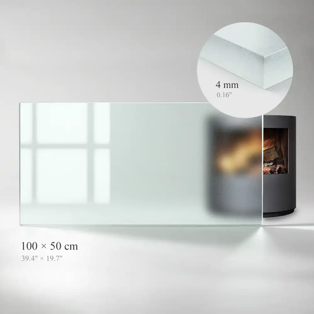 Plaque de sol rectangulaire semi-transparente pour cheminée