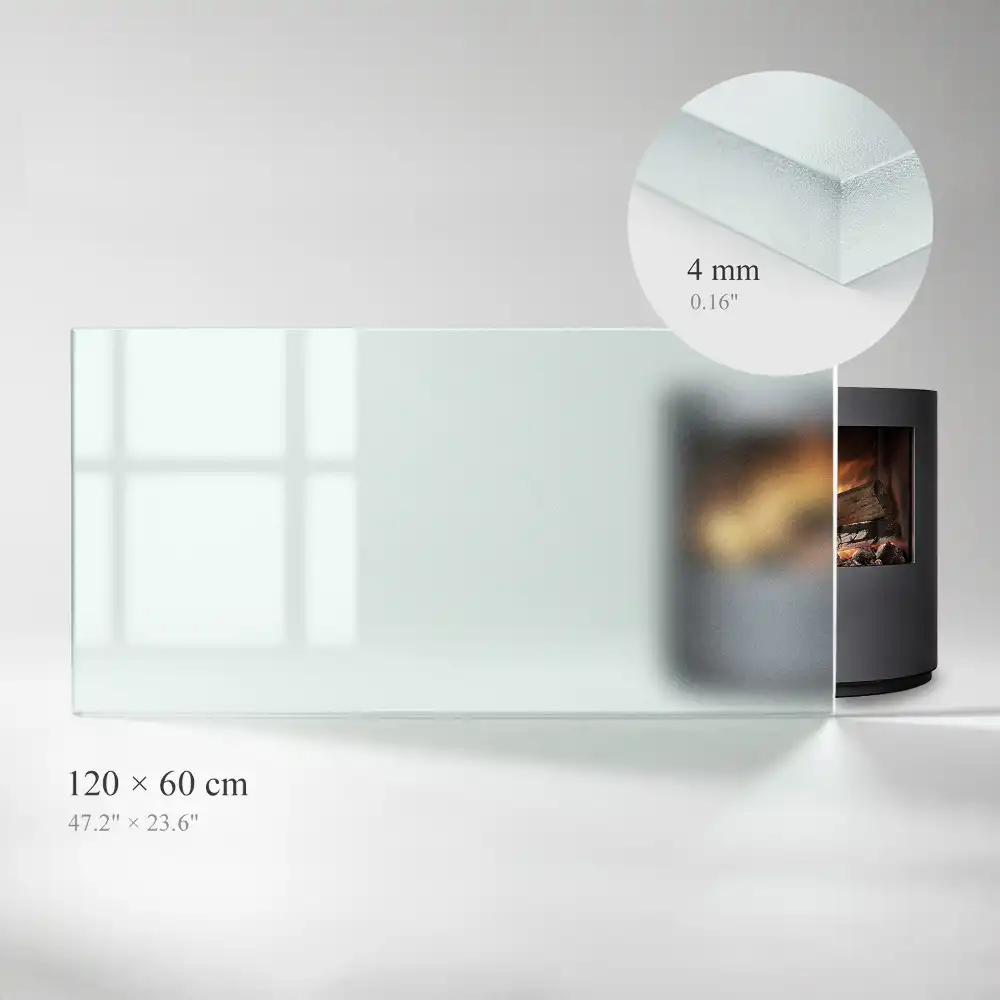 Plaque de sol rectangulaire semi-transparente pour cheminée