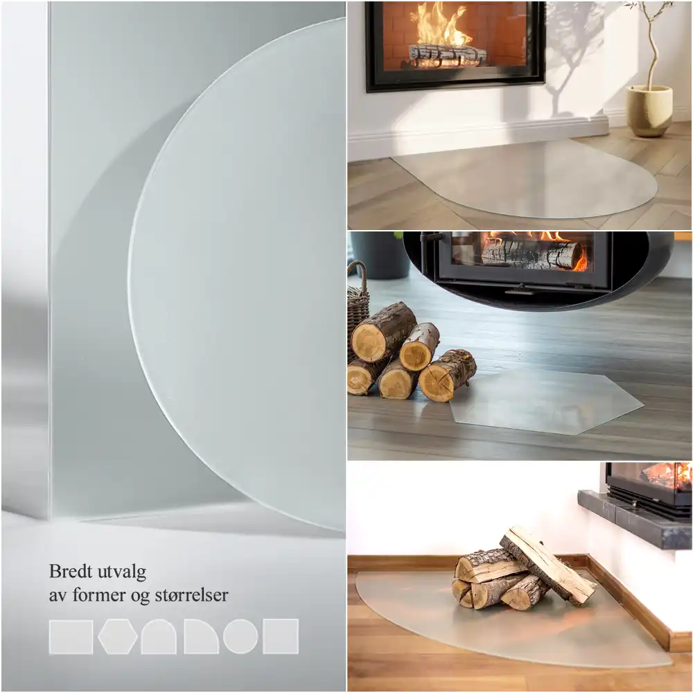 Plaque de sol rectangulaire semi-transparente pour cheminée