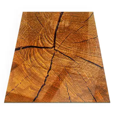 Plaque de sol rectangulaire en verre pour cheminée d'angle aspect bois en coupe transversale
