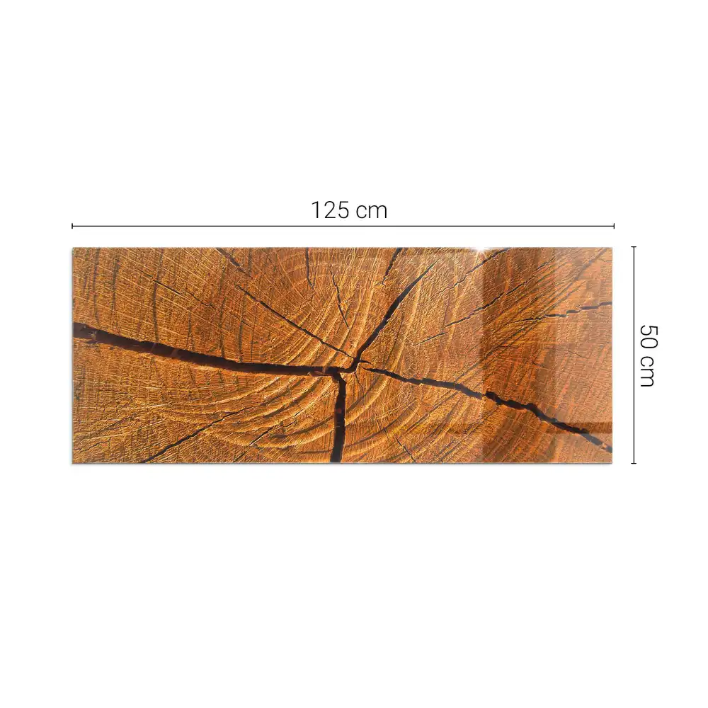 Plaque de sol rectangulaire en verre pour cheminée d'angle aspect bois en coupe transversale
