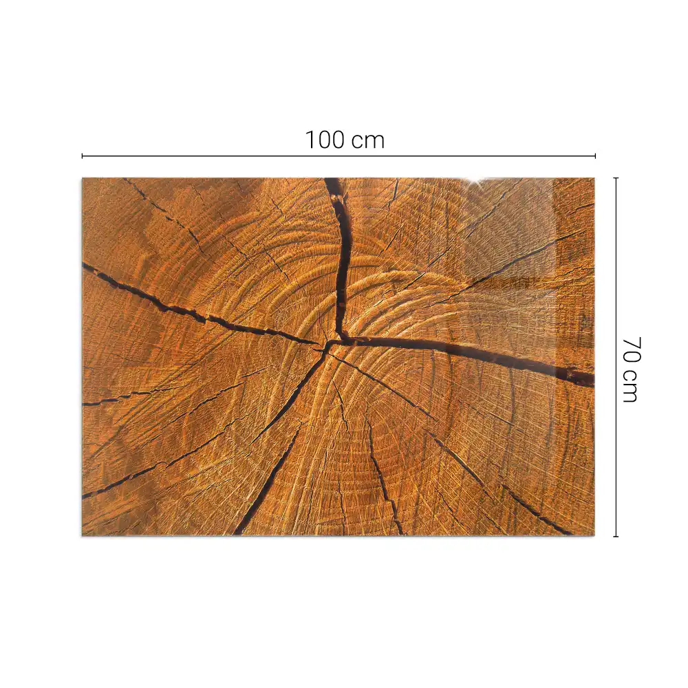 Plaque de sol rectangulaire en verre pour cheminée d'angle aspect bois en coupe transversale