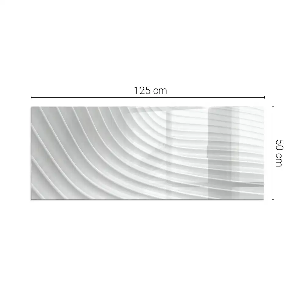 Plaque de sol rectangulaire en verre pour cheminée d'angle avec motif de vagues