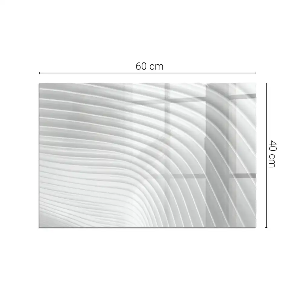 Plaque de sol rectangulaire en verre pour cheminée d'angle avec motif de vagues