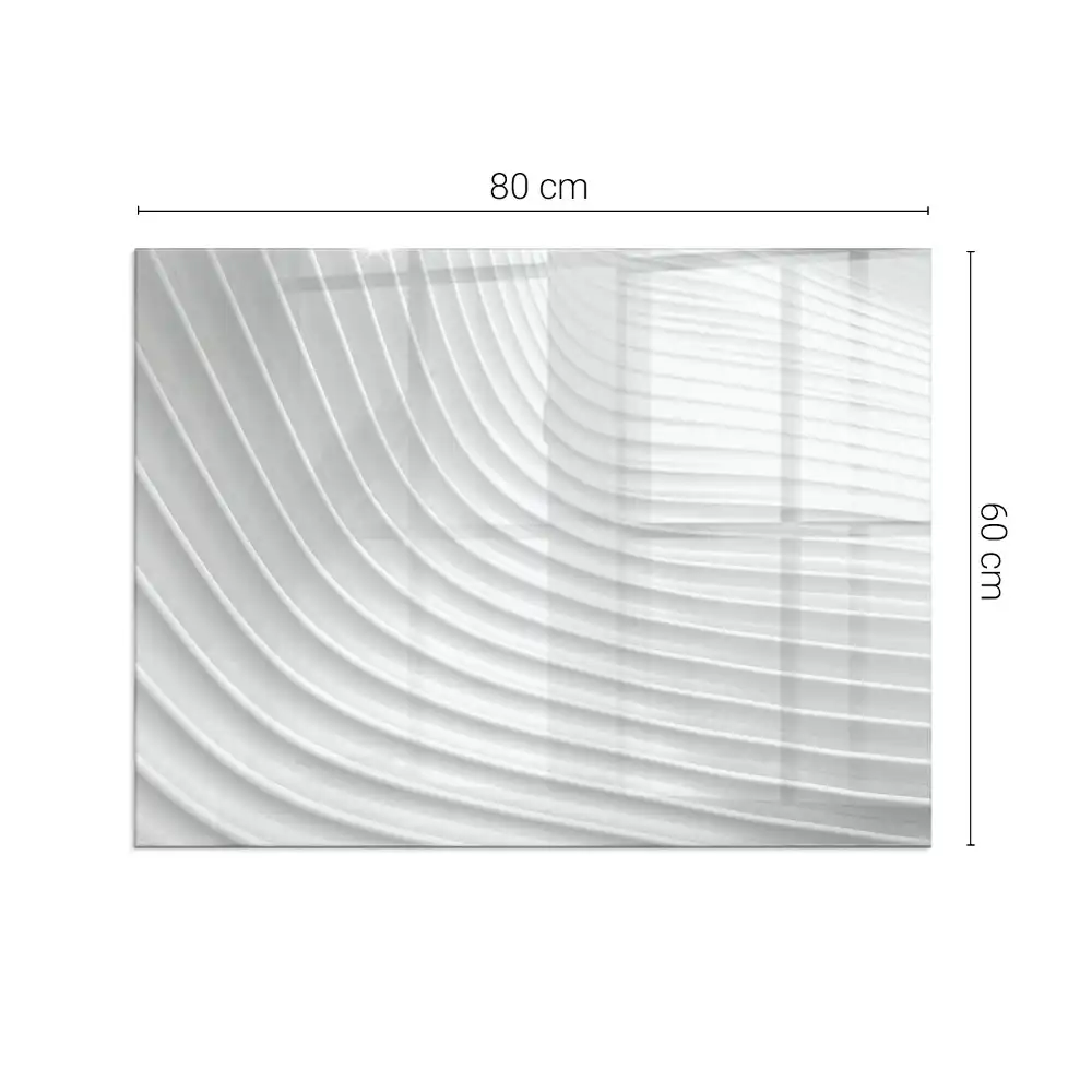 Plaque de sol rectangulaire en verre pour cheminée d'angle avec motif de vagues