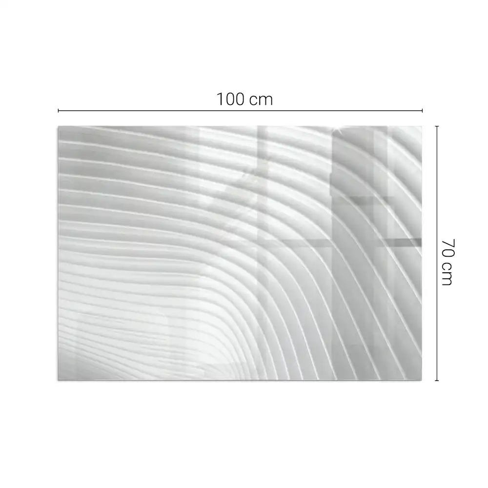 Plaque de sol rectangulaire en verre pour cheminée d'angle avec motif de vagues
