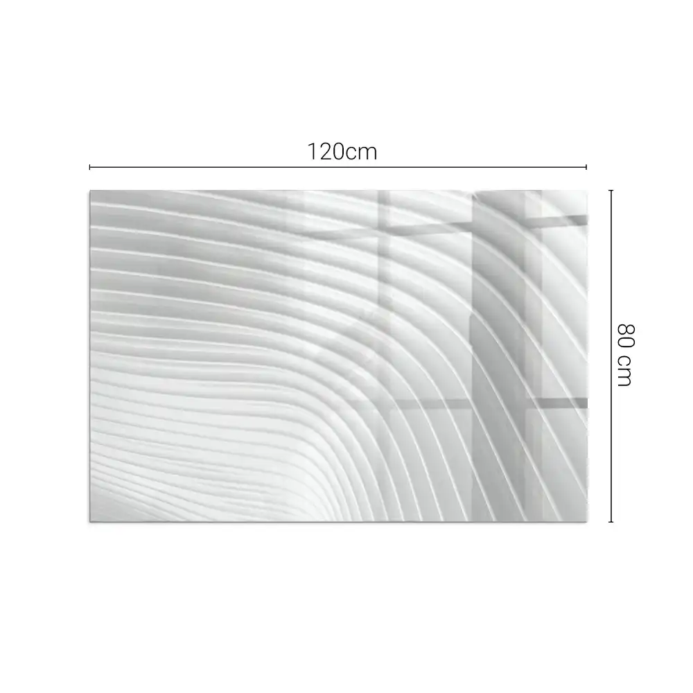 Plaque de sol rectangulaire en verre pour cheminée d'angle avec motif de vagues