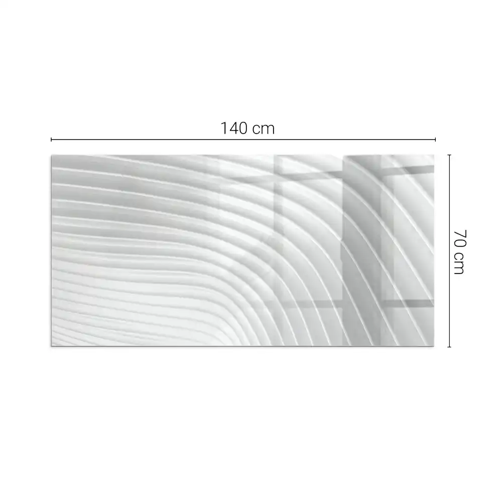 Plaque de sol rectangulaire en verre pour cheminée d'angle avec motif de vagues