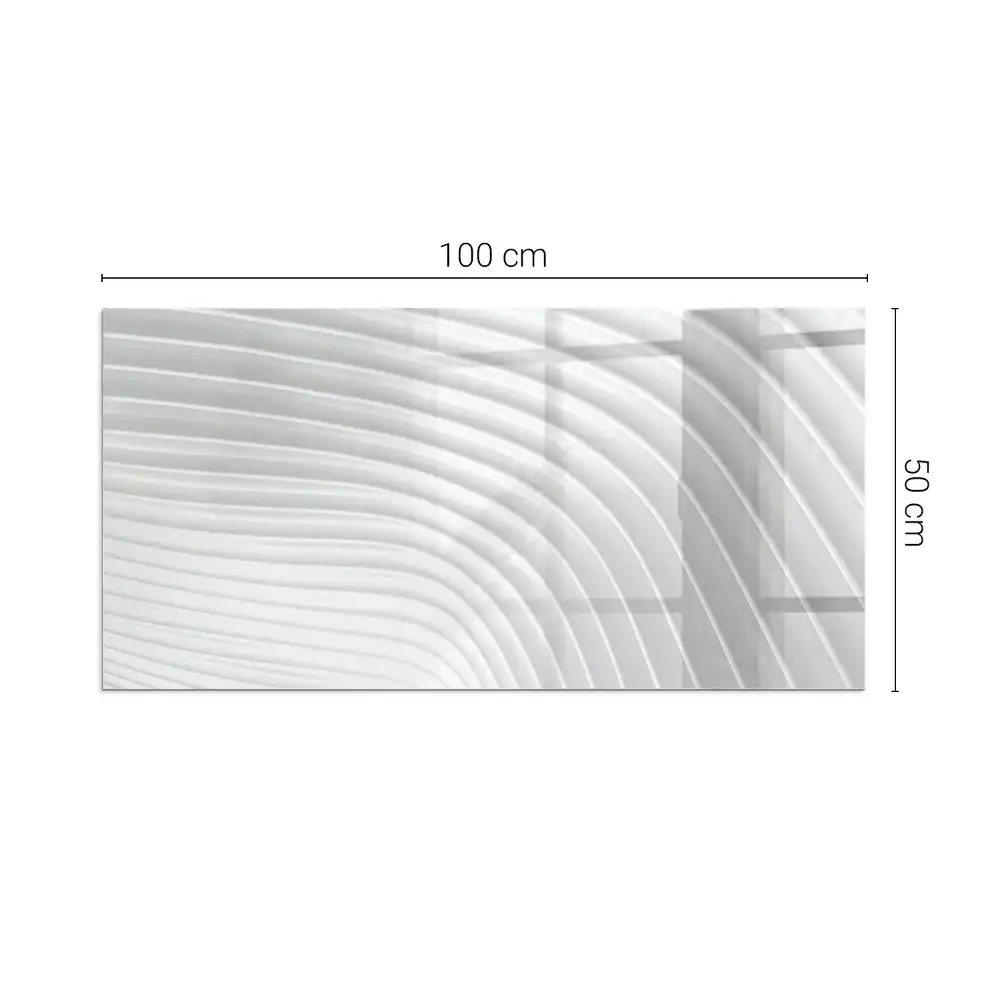 Plaque de sol rectangulaire en verre pour cheminée d'angle avec motif de vagues