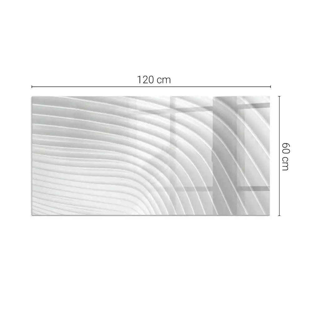Plaque de sol rectangulaire en verre pour cheminée d'angle avec motif de vagues