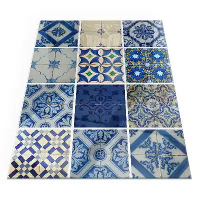 Plaque de sol rectangulaire pour poêle à bois avec motifs de carreaux de céramique