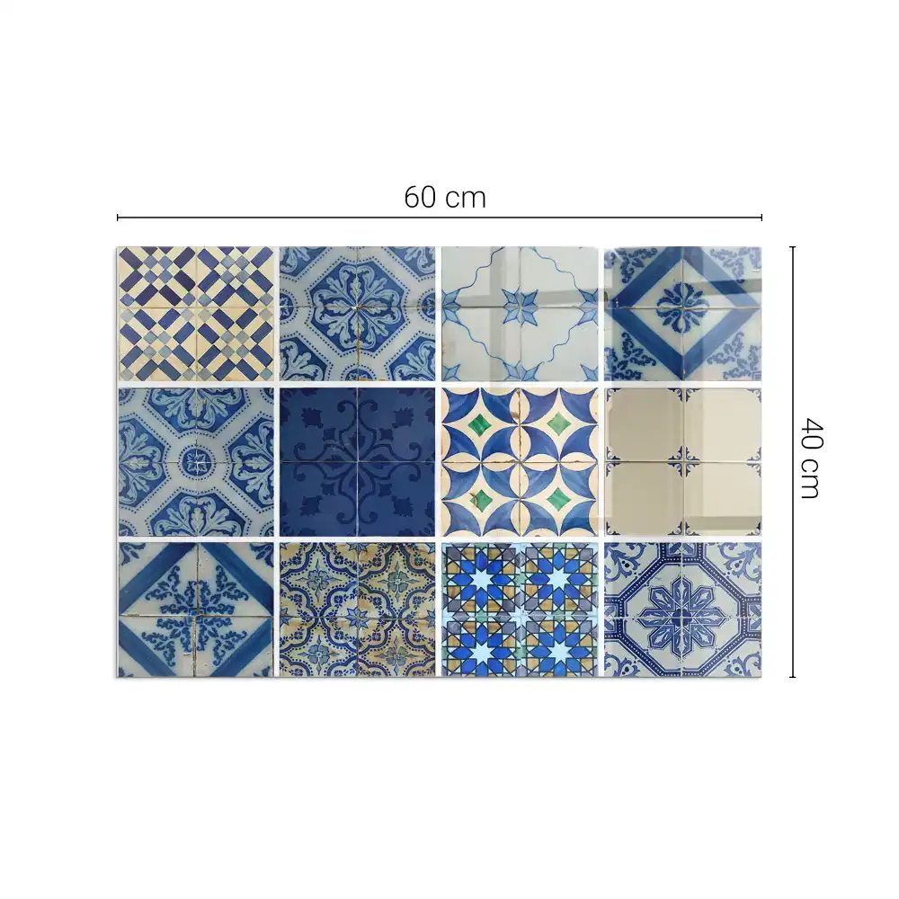 Plaque de sol rectangulaire pour poêle à bois avec motifs de carreaux de céramique