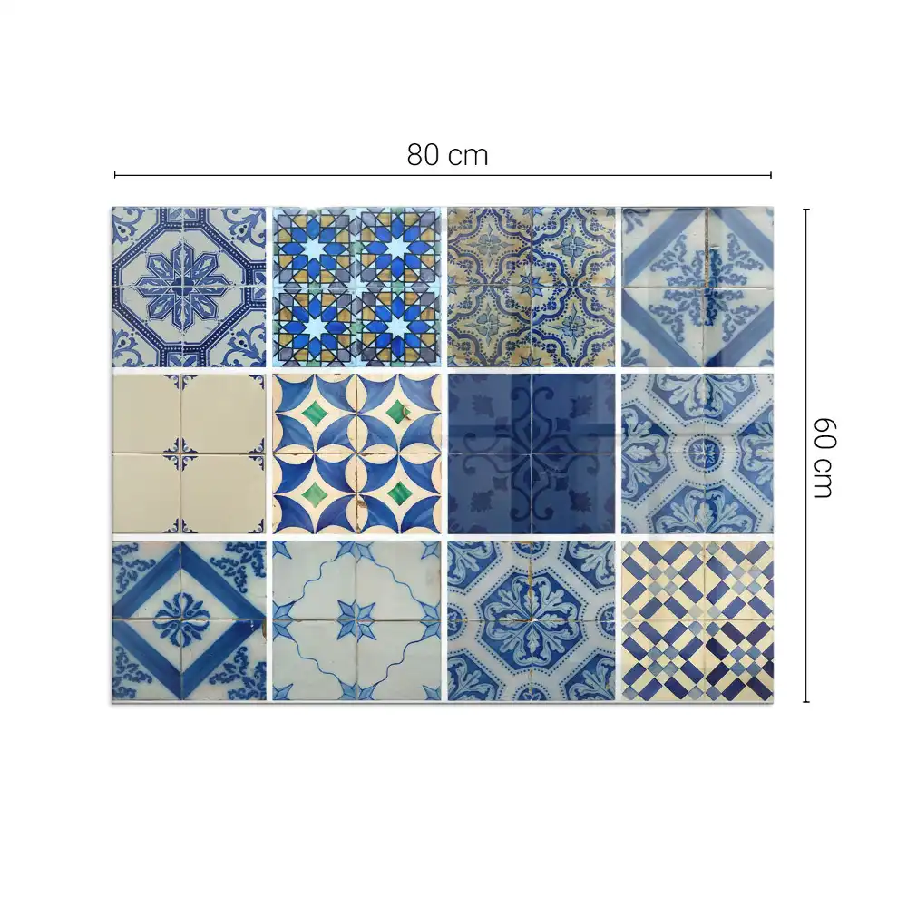 Plaque de sol rectangulaire pour poêle à bois avec motifs de carreaux de céramique