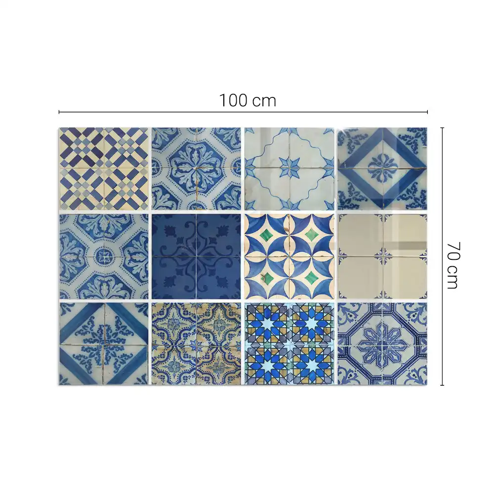 Plaque de sol rectangulaire pour poêle à bois avec motifs de carreaux de céramique