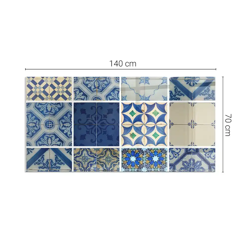 Plaque de sol rectangulaire pour poêle à bois avec motifs de carreaux de céramique