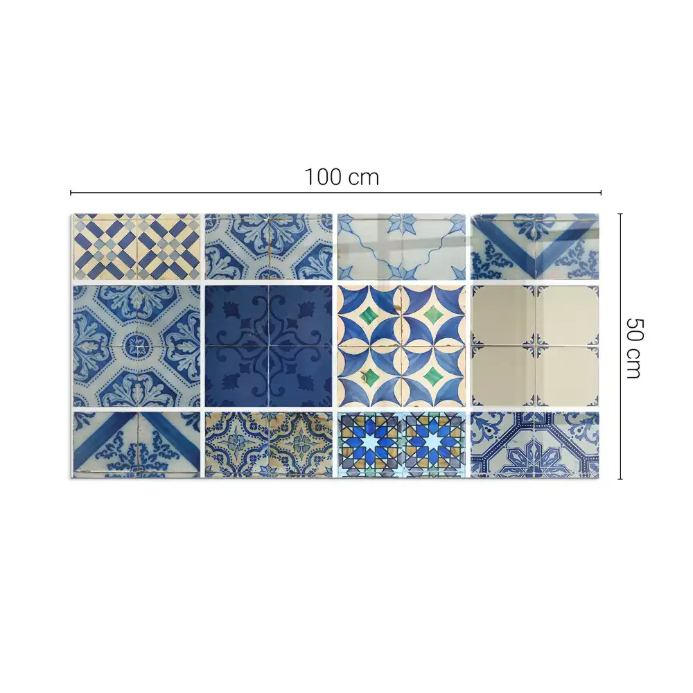 Plaque de sol rectangulaire pour poêle à bois avec motifs de carreaux de céramique