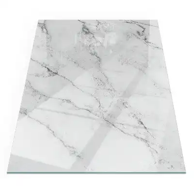 Plaque de sol rectangulaire en verre trempé pour cheminée motif marbré veiné