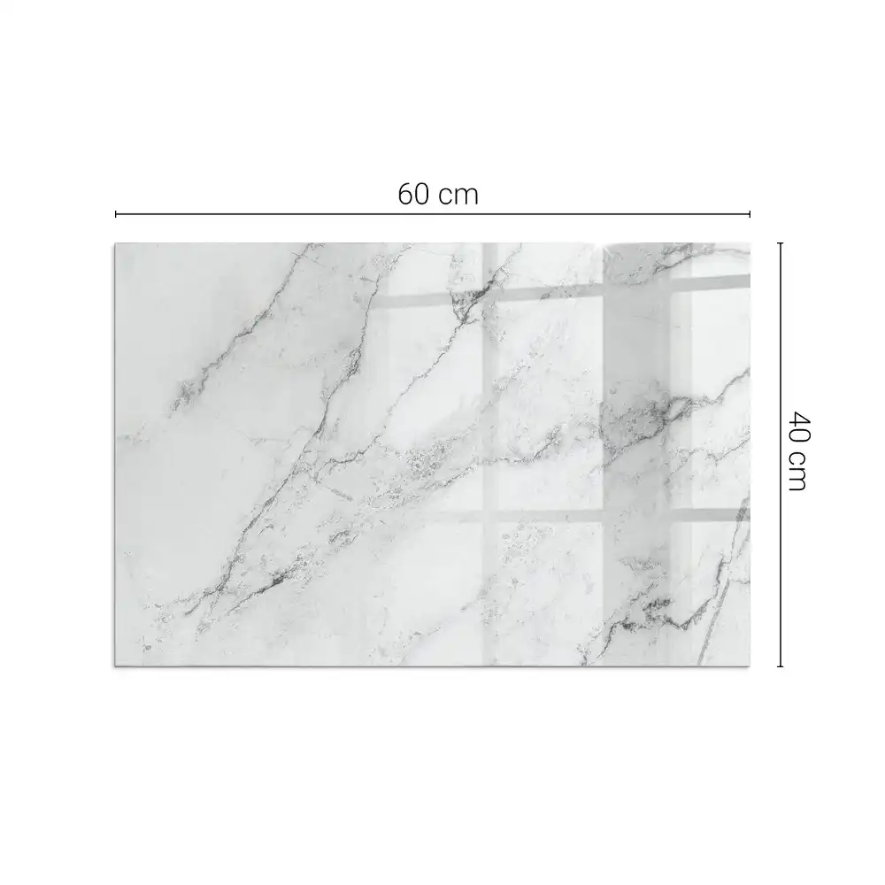 Plaque de sol rectangulaire en verre trempé pour cheminée motif marbré veiné