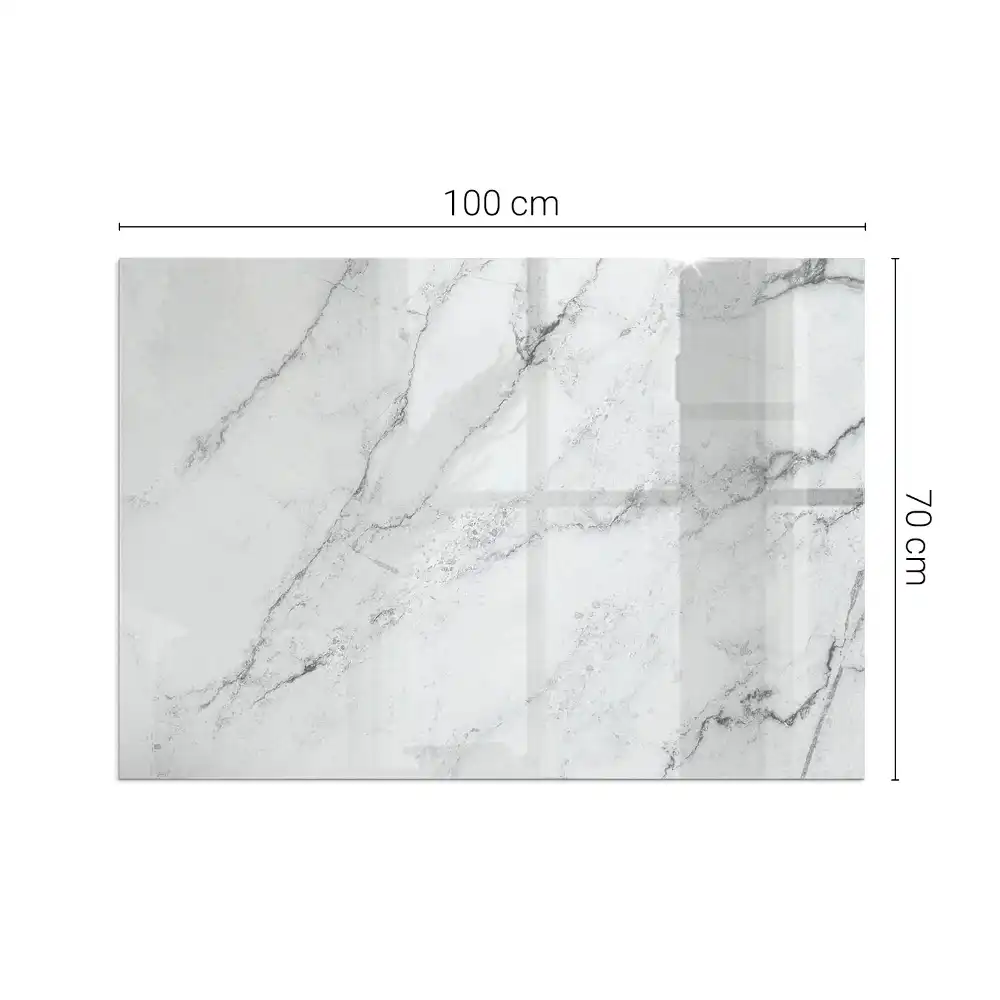 Plaque de sol rectangulaire en verre trempé pour cheminée motif marbré veiné