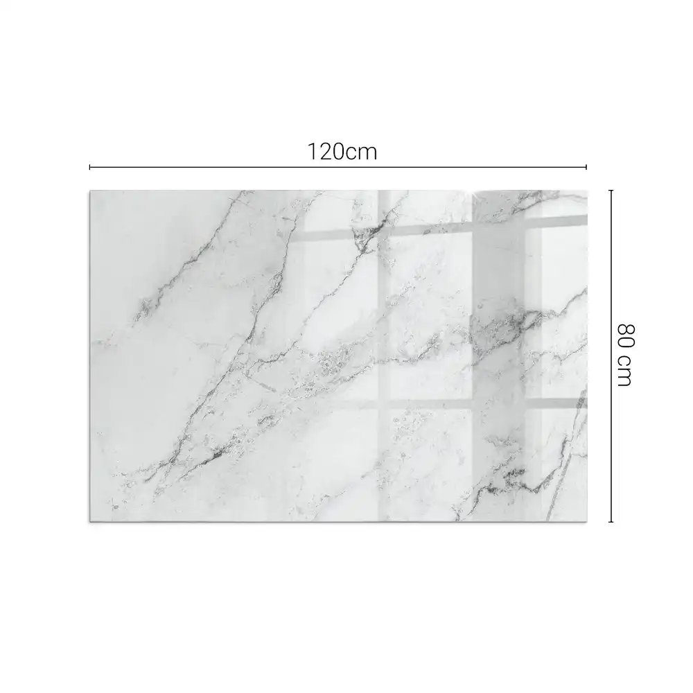 Plaque de sol rectangulaire en verre trempé pour cheminée motif marbré veiné