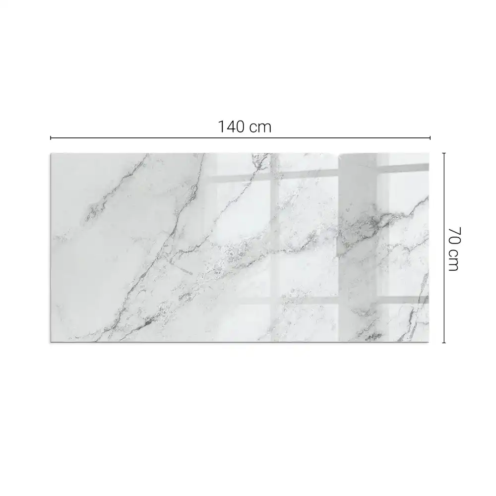Plaque de sol rectangulaire en verre trempé pour cheminée motif marbré veiné