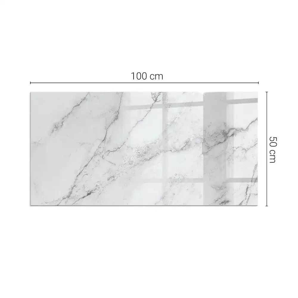 Plaque de sol rectangulaire en verre trempé pour cheminée motif marbré veiné