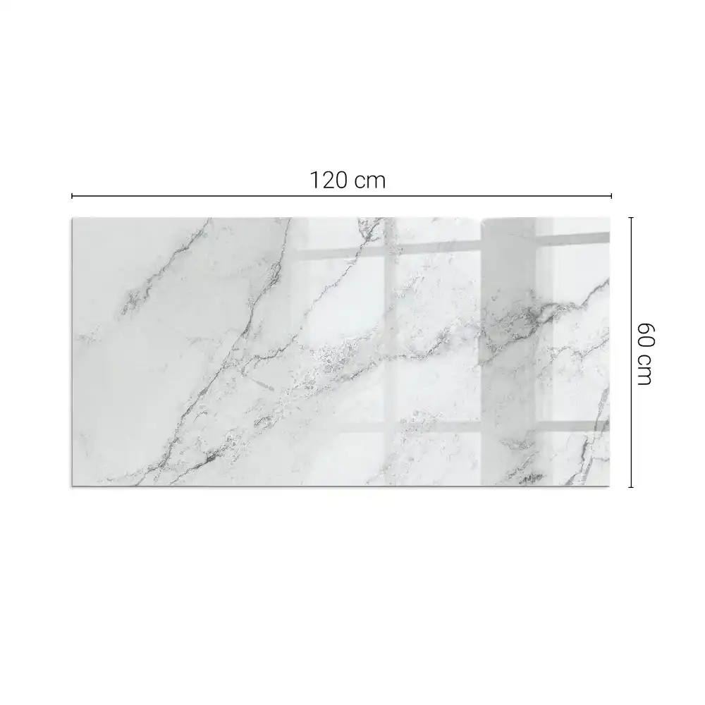 Plaque de sol rectangulaire en verre trempé pour cheminée motif marbré veiné