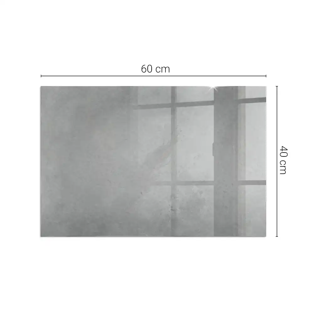 Plaque de sol rectangulaire pour cheminée d'angle en verre avec effet texture béton