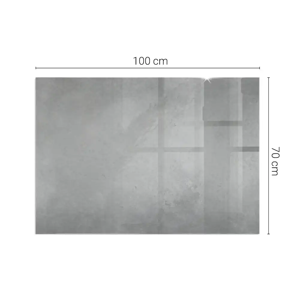 Plaque de sol rectangulaire pour cheminée d'angle en verre avec effet texture béton