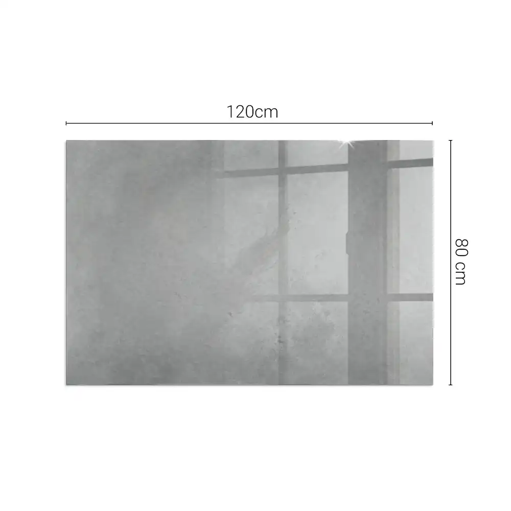 Plaque de sol rectangulaire pour cheminée d'angle en verre avec effet texture béton