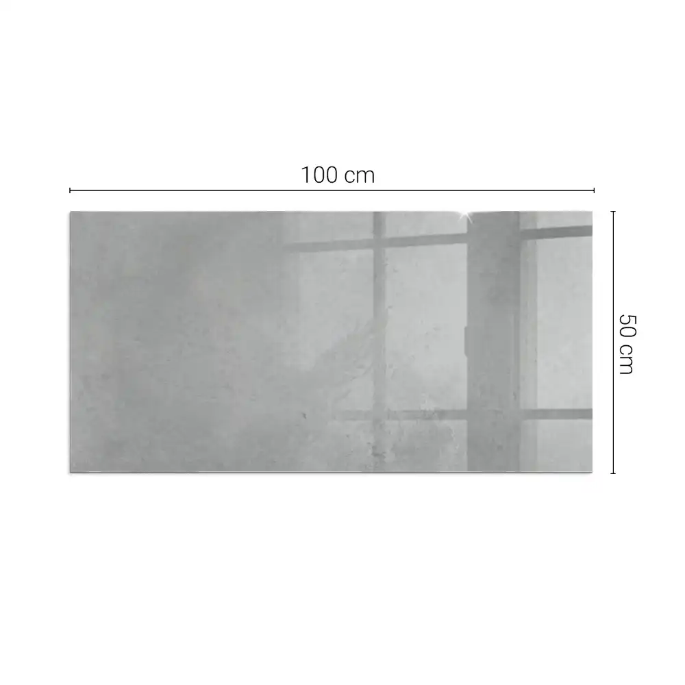 Plaque de sol rectangulaire pour cheminée d'angle en verre avec effet texture béton
