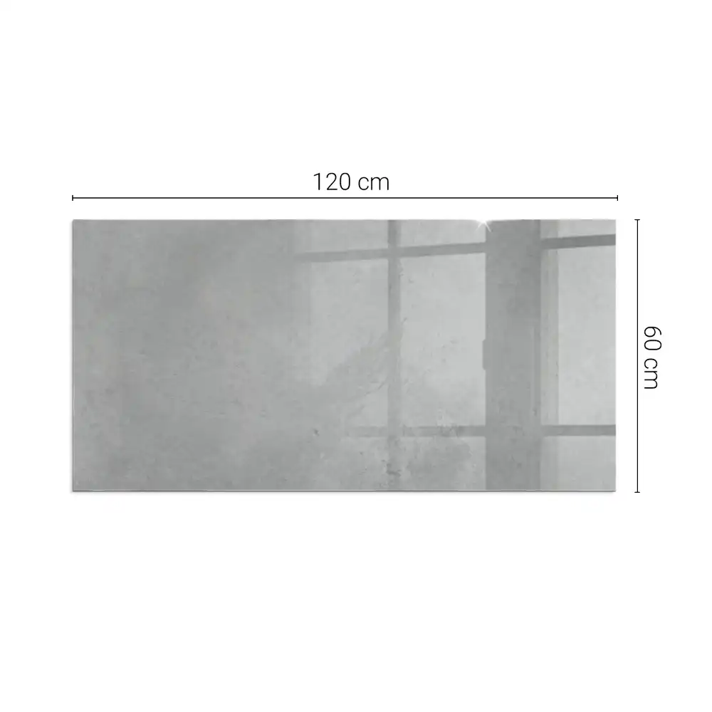 Plaque de sol rectangulaire pour cheminée d'angle en verre avec effet texture béton