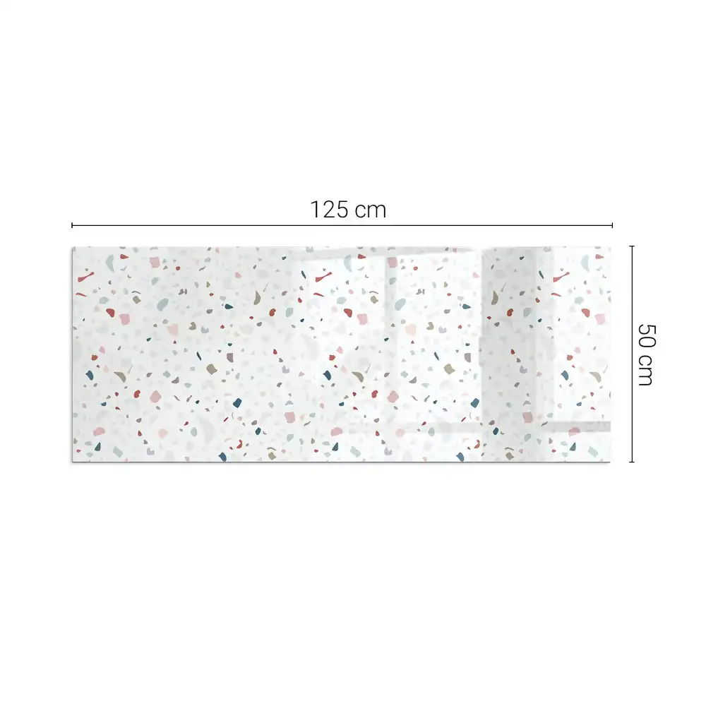 Plaque de sol rectangulaire en verre pour cheminée d'angle avec motif géométrique