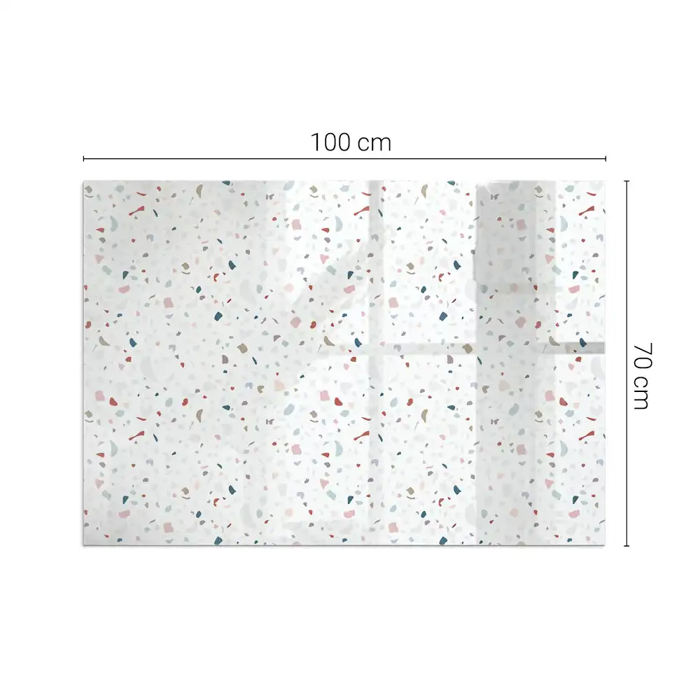 Plaque de sol rectangulaire en verre pour cheminée d'angle avec motif géométrique