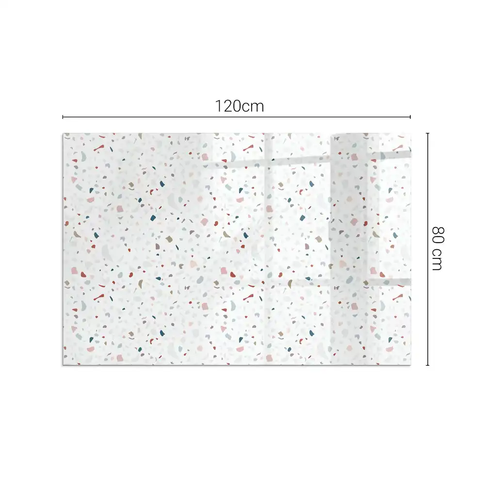 Plaque de sol rectangulaire en verre pour cheminée d'angle avec motif géométrique