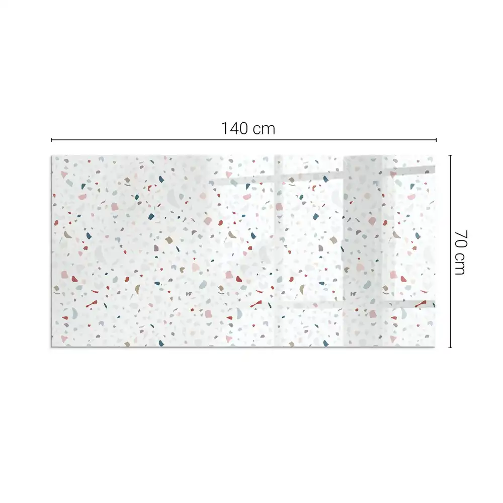 Plaque de sol rectangulaire en verre pour cheminée d'angle avec motif géométrique