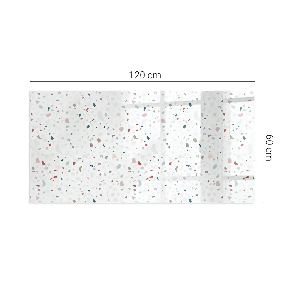 Plaque de sol rectangulaire en verre pour cheminée d'angle avec motif géométrique