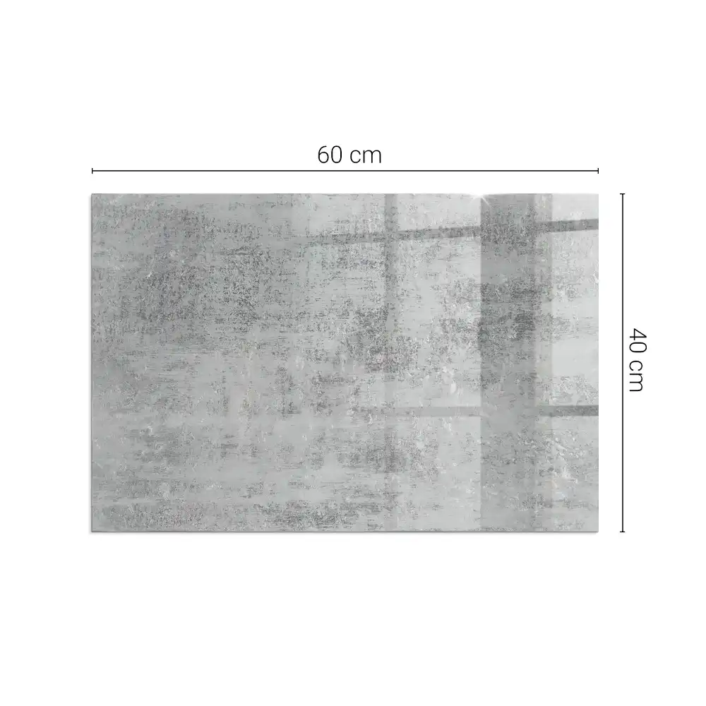 Plaque de sol rectangulaire en verre pour cheminée d'angle avec motif abstrait
