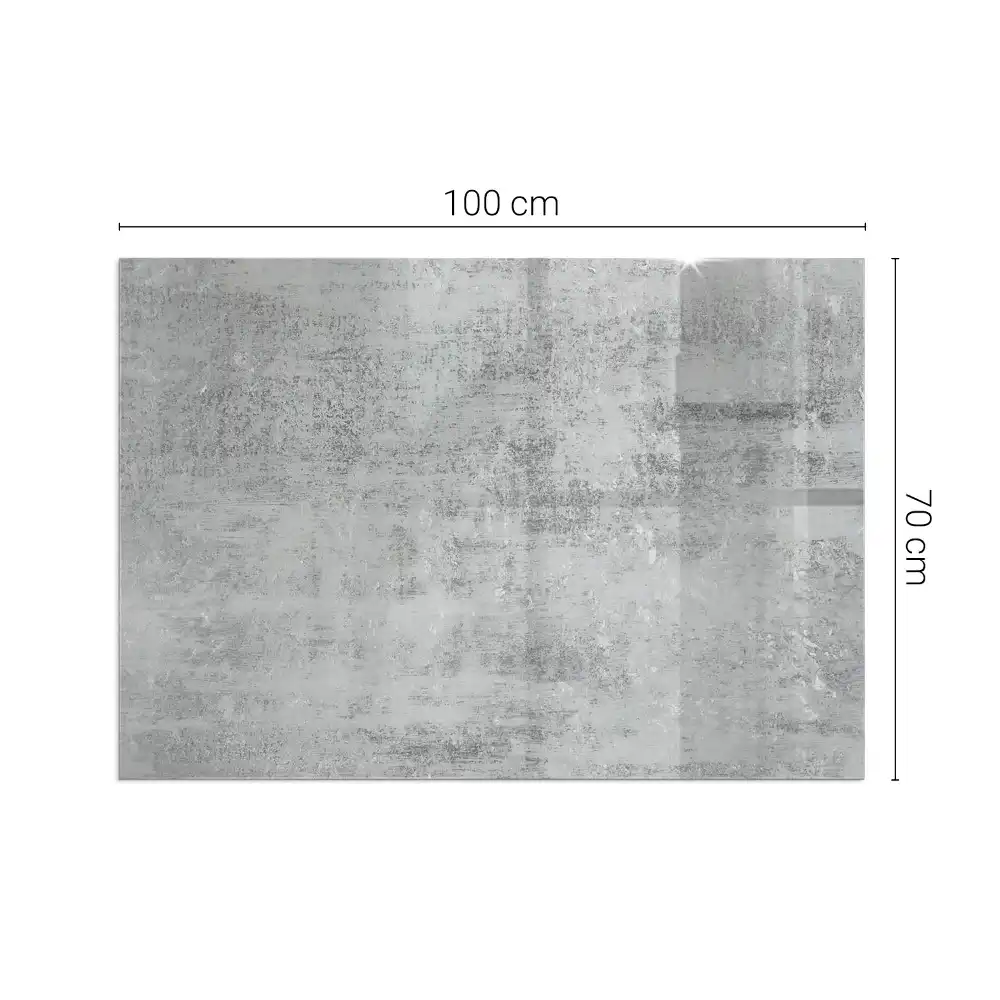 Plaque de sol rectangulaire en verre pour cheminée d'angle avec motif abstrait