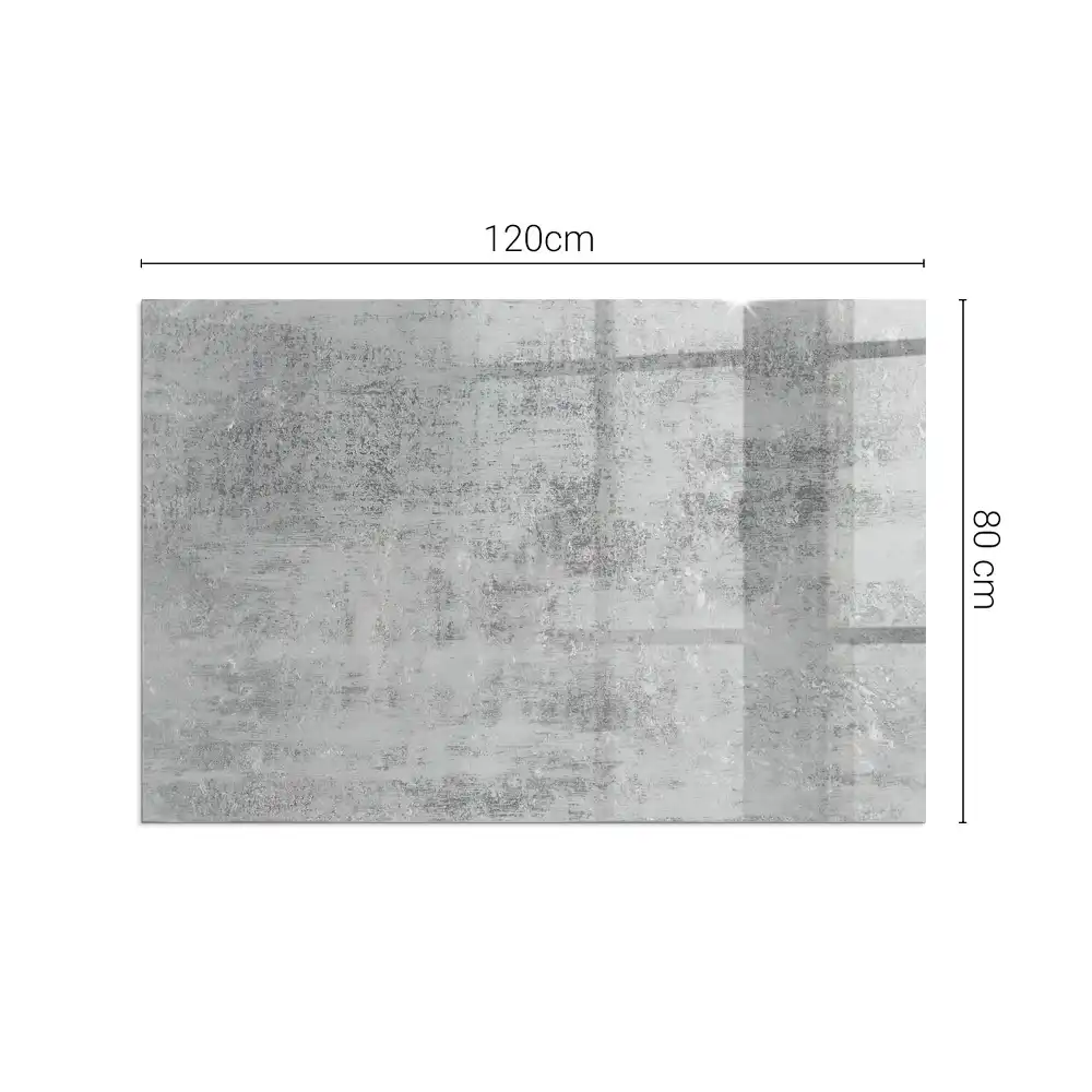 Plaque de sol rectangulaire en verre pour cheminée d'angle avec motif abstrait